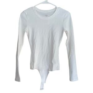 Nuuds LONG SLEEVE RIBBED CREWNECK Thong BODYSUIT